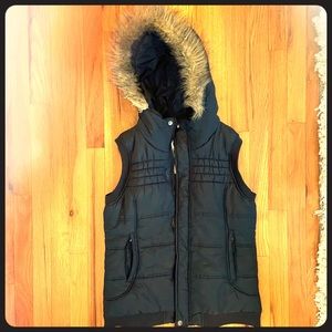 Burton Dryride Quilted Puffy Vest w/Fur Hood, L